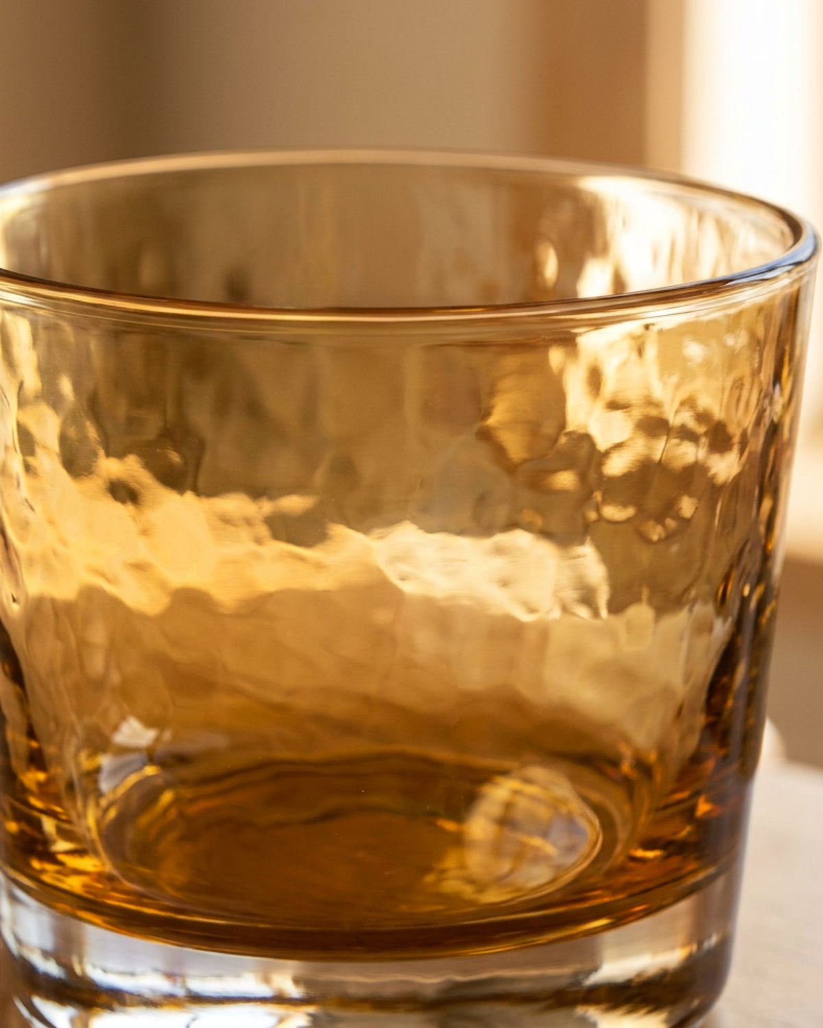 Wrovz Hammered Lowball Glasses 10 oz Amber Set of 4 - Detail view