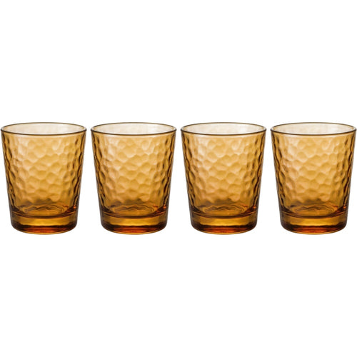 Wrovz Hammered Lowball Glasses 10 oz Amber Set of 4 - Product view