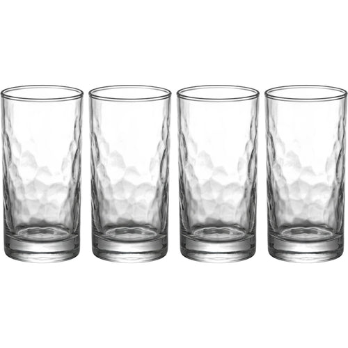Wrovz Tall Hammered Highball Glasses 14 oz Clear Set of 4 - Product view