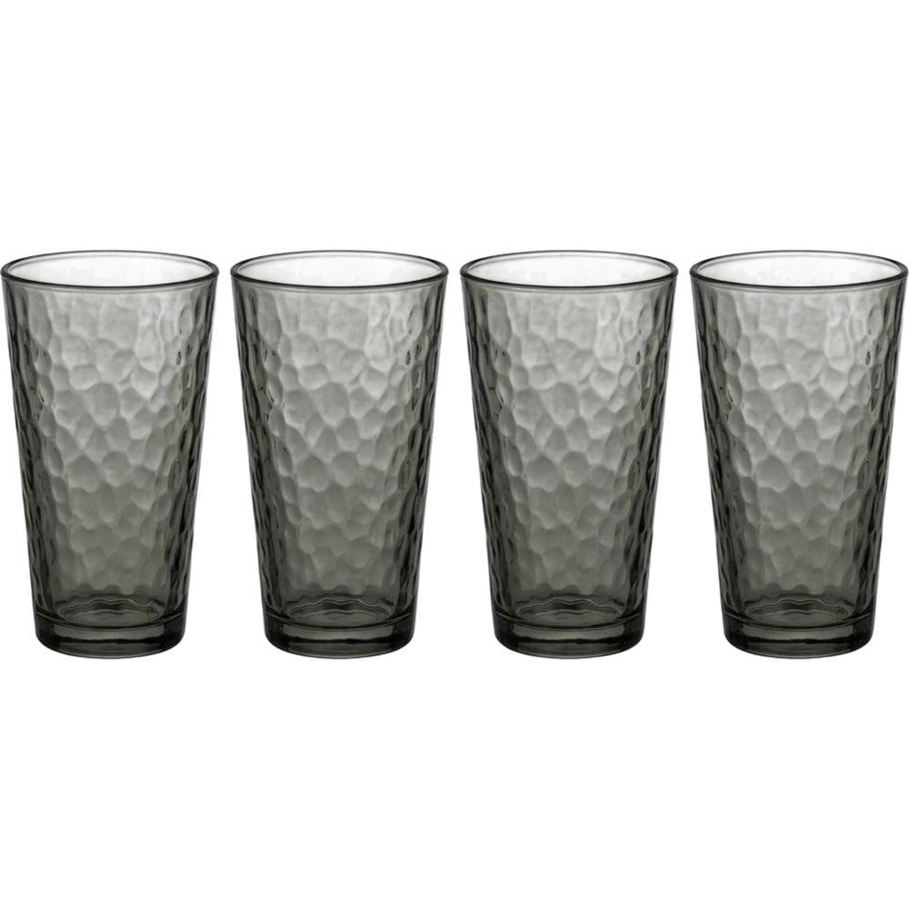 Wrovz Tapered Hammered Cooler Glasses 16 oz Smoke Set of 4 - Product view
