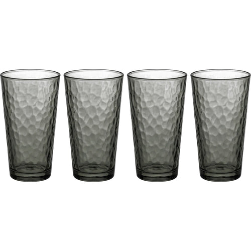 Wrovz Tapered Hammered Cooler Glasses 16 oz Smoke Set of 4 - Product view